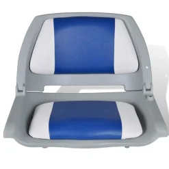vidaXL Asiento de barco respaldo plegable cojín azul blanco 48x51x41cm Azul y blanco Sale