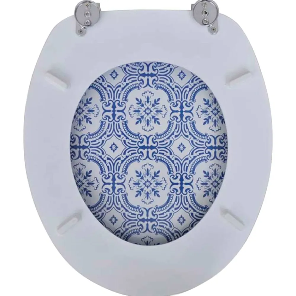vidaXL Asiento de inodoro WC con tapa de MDF diseño de porcelana Outlet