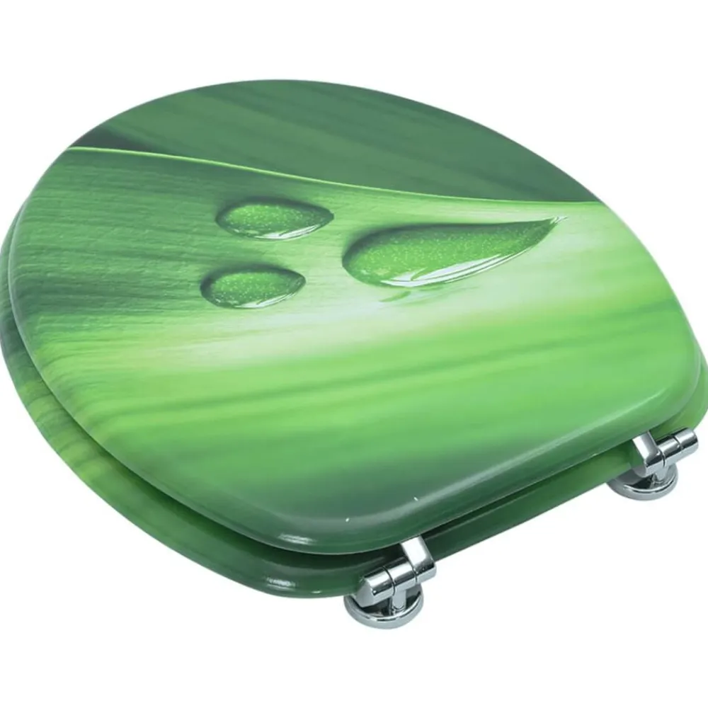 vidaXL Asiento de inodoro con tapa MDF verde diseño gota de agua Clearance