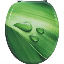 vidaXL Asiento de inodoro con tapa MDF verde diseño gota de agua Clearance
