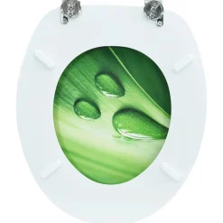 vidaXL Asiento de inodoro con tapa MDF verde diseño gota de agua Clearance