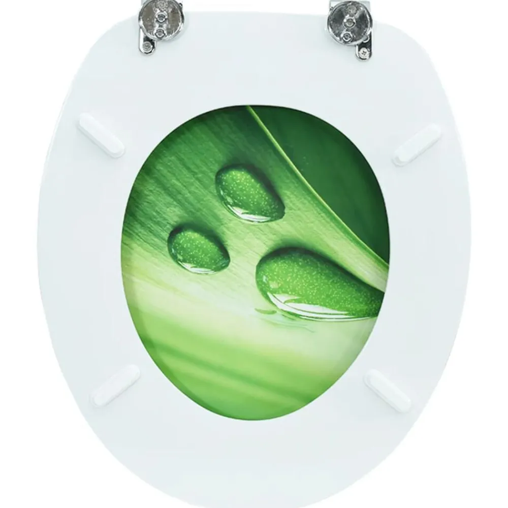 vidaXL Asiento de inodoro con tapa MDF verde diseño gota de agua Clearance