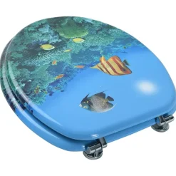 vidaXL Asiento de inodoro con tapa MDF diseño de fondo submarino Online