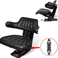 vidaXL Jardín-Asiento de tractor con suspensión negro
