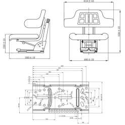 vidaXL Jardín-Asiento de tractor con suspensión negro