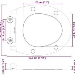 vidaXL Fontanería-Asiento de WC 47 x 37,5 x 3,8 cm Duroplast