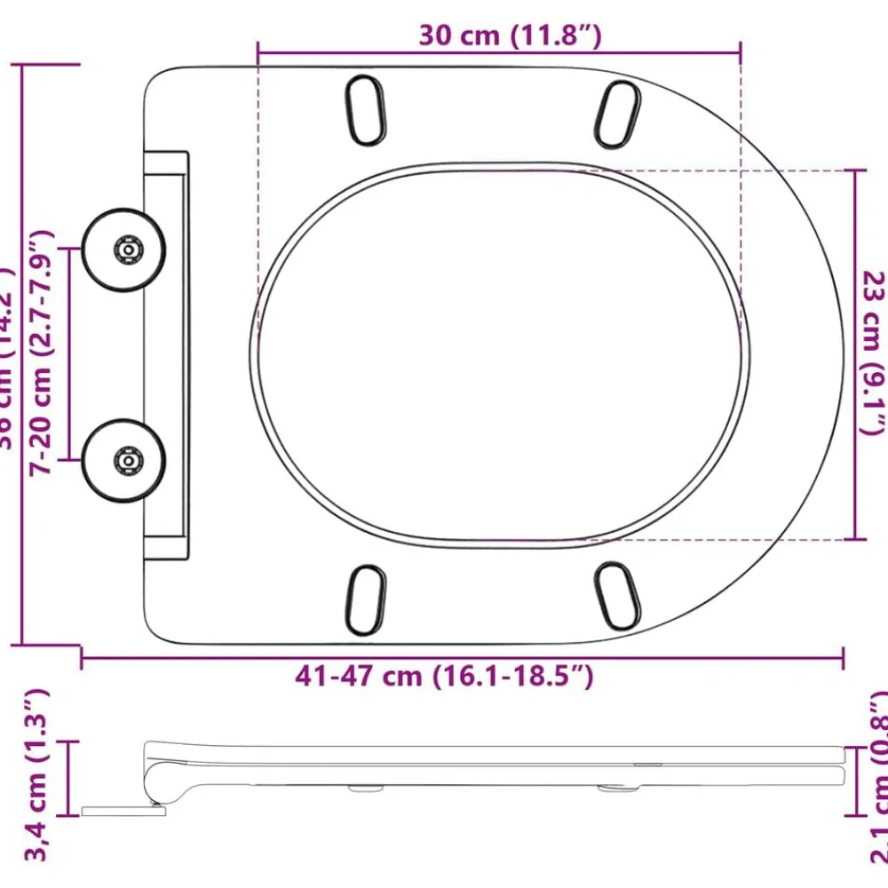 vidaXL Fontanería-Asiento de WC 47 x 36 x 3,4 cm Duroplast