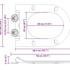 vidaXL Fontanería-Asiento de WC Ajustable 50 x 36,5 x 5 cm Polipropileno