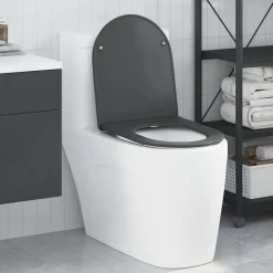 vidaXL Asiento de WC 47 x 36 x 3,4 cm Duroplast Antracita Online