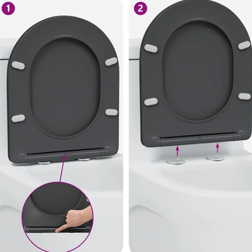 vidaXL Asiento de WC 47 x 36 x 3,4 cm Duroplast Antracita Online