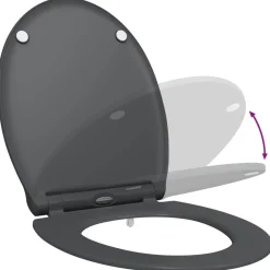vidaXL Fontanería-Asiento de WC 47 x 37,5 x 3,8 cm Duroplast