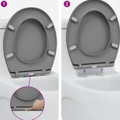vidaXL Asiento de WC 47 x 37 x 4 cm Duroplast Gris Hot