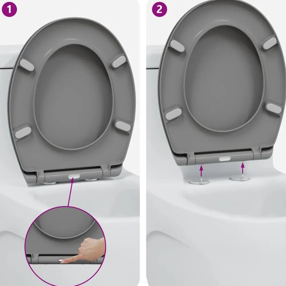 vidaXL Asiento de WC 47 x 37 x 4 cm Duroplast Gris Hot