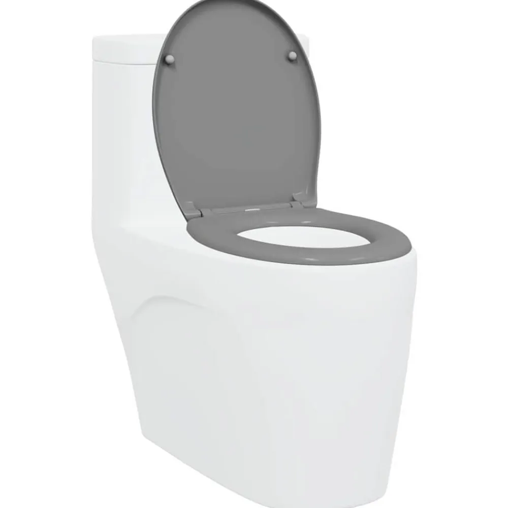 vidaXL Asiento de WC 47 x 37 x 4 cm Duroplast Gris Hot