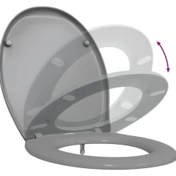 vidaXL Asiento de WC 47 x 37 x 4 cm Duroplast Gris Hot