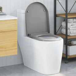vidaXL Asiento de WC 49 x 36 x 4 cm Duroplast Gris Discount