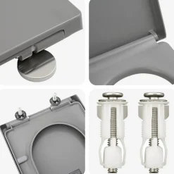 vidaXL Asiento de WC 49 x 36 x 4 cm Duroplast Gris Discount