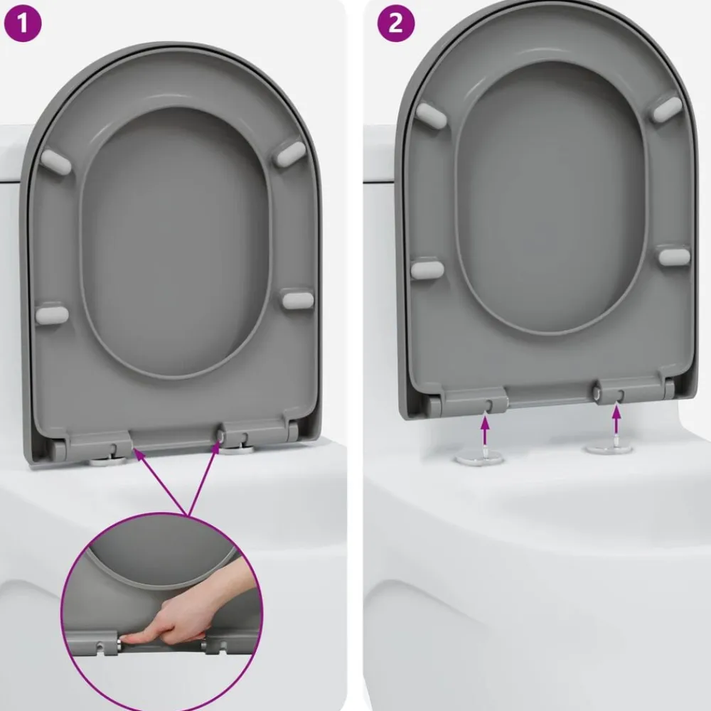 vidaXL Asiento de WC 49 x 36 x 4 cm Duroplast Gris Discount