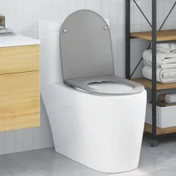 vidaXL Asiento de WC 47 x 36 x 3,4 cm Duroplast Gris Outlet