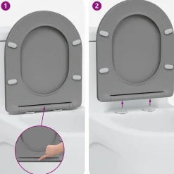 vidaXL Asiento de WC 47 x 36 x 3,4 cm Duroplast Gris Outlet