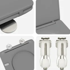 vidaXL Asiento de WC 47 x 36 x 3,4 cm Duroplast Gris Outlet
