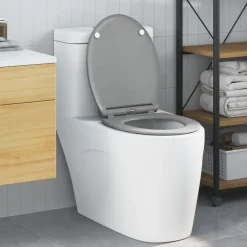 vidaXL Asiento de WC 47 x 37,5 x 3,8 cm Duroplast Gris New