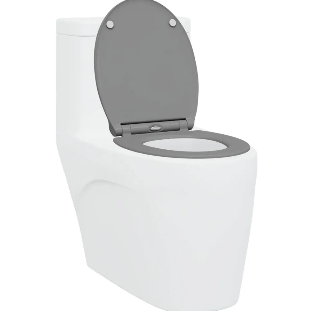 vidaXL Asiento de WC 47 x 37,5 x 3,8 cm Duroplast Gris New