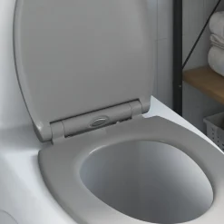 vidaXL Asiento de WC 47 x 37,5 x 3,8 cm Duroplast Gris New
