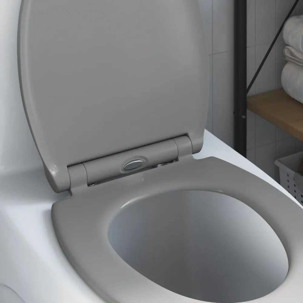 vidaXL Asiento de WC 47 x 37,5 x 3,8 cm Duroplast Gris New