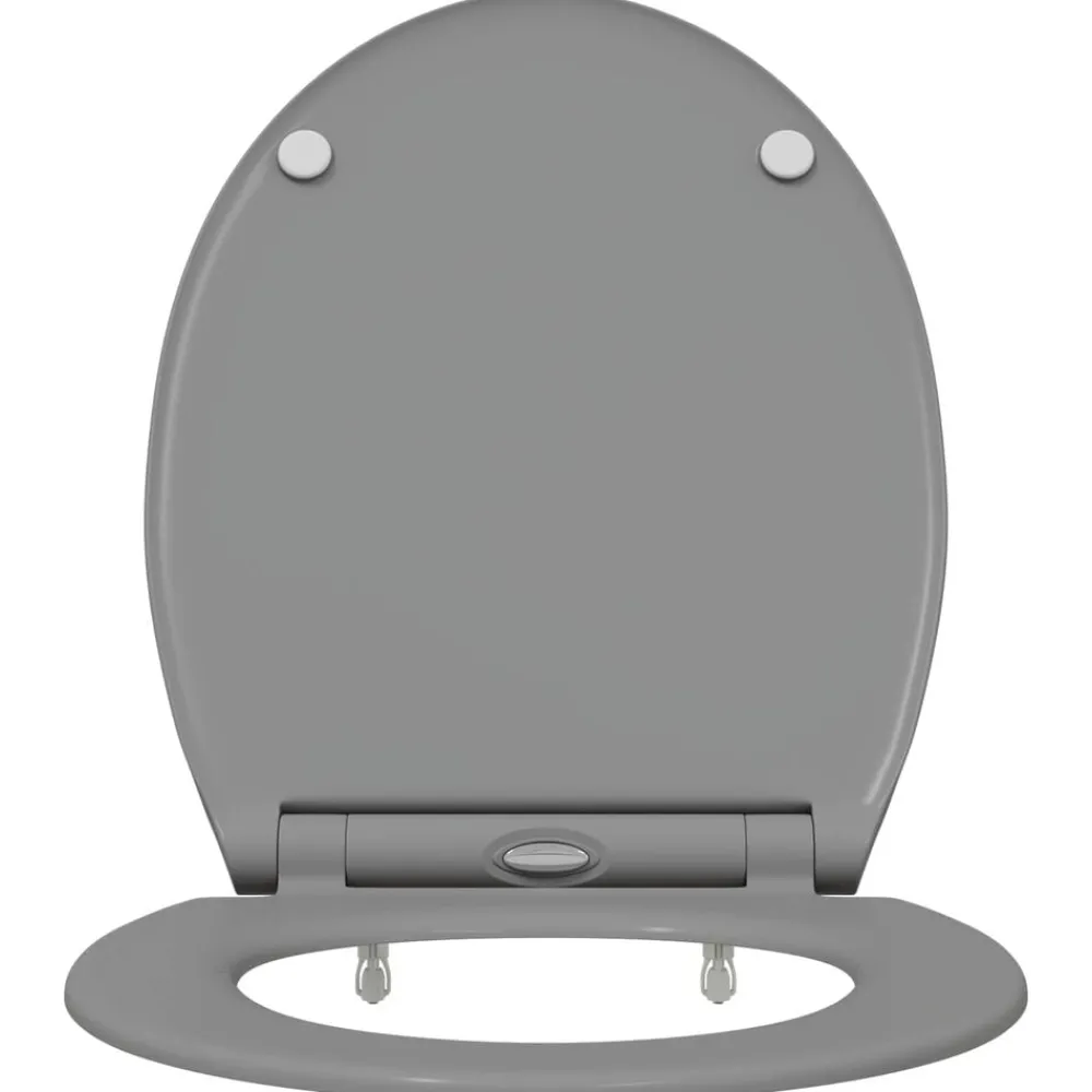 vidaXL Asiento de WC 47 x 37,5 x 3,8 cm Duroplast Gris New