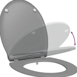 vidaXL Asiento de WC 47 x 37,5 x 3,8 cm Duroplast Gris New