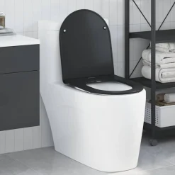 vidaXL Asiento de WC 47 x 36 x 3,4 cm Duroplast Negro