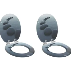 vidaXL Asiento inodoro WC 2 uds tapa de cierre suave MDF diseño rocas Outlet