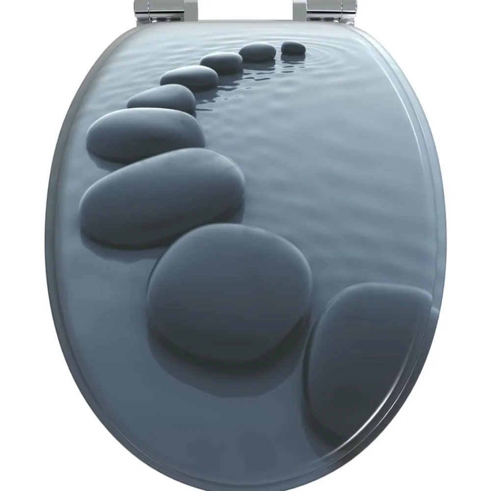 vidaXL Asiento inodoro WC 2 uds tapa de cierre suave MDF diseño rocas Outlet