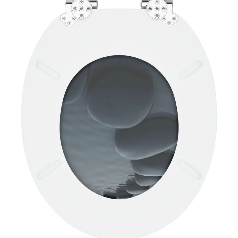 vidaXL Asiento inodoro WC 2 uds tapa de cierre suave MDF diseño rocas Outlet