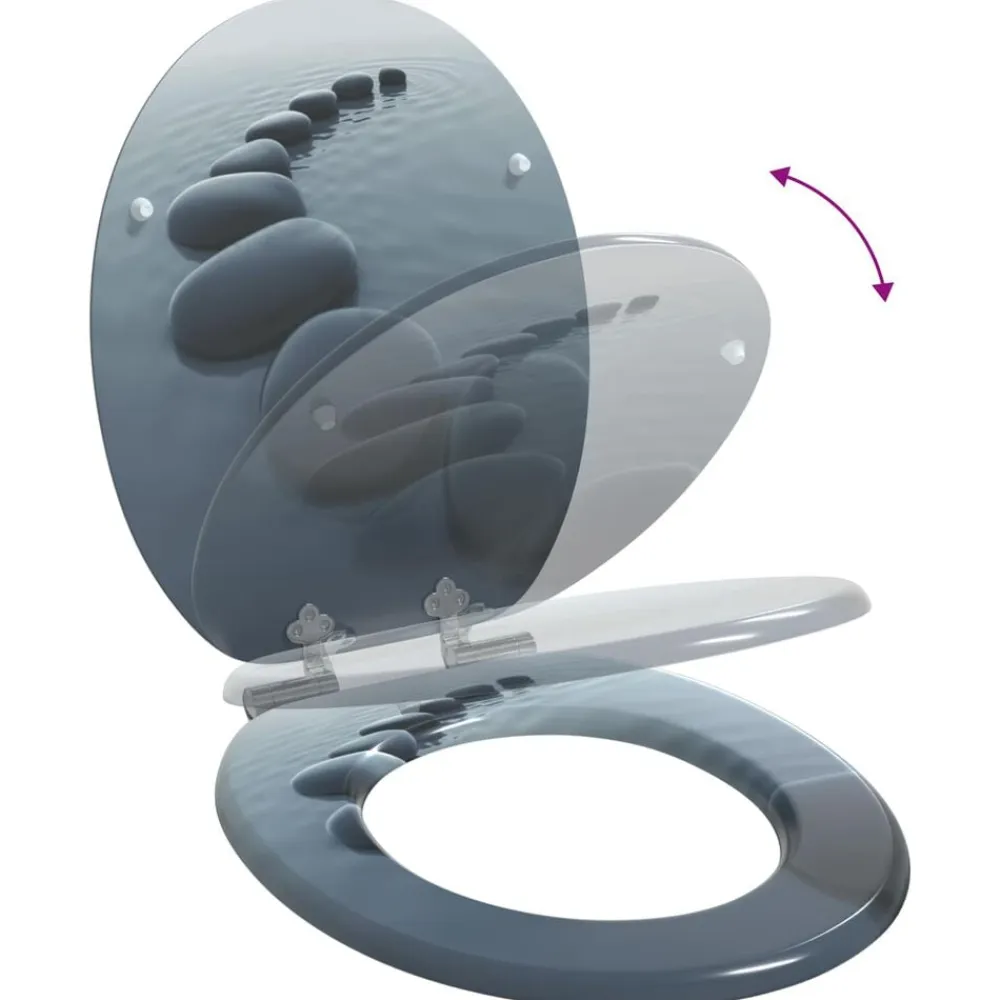 vidaXL Asiento inodoro WC 2 uds tapa de cierre suave MDF diseño rocas Outlet