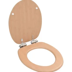 vidaXL Asiento inodoro WC con tapa de cierre suave MDF diseño bambú Clearance