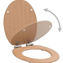vidaXL Asiento inodoro WC con tapa de cierre suave MDF diseño bambú Clearance