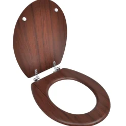 vidaXL Fontanería-Asiento inodoro WC MDF tapa diseño marrón