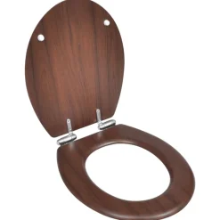 vidaXL Asiento inodoro WC tapa de cierre suave MDF marrón Clearance