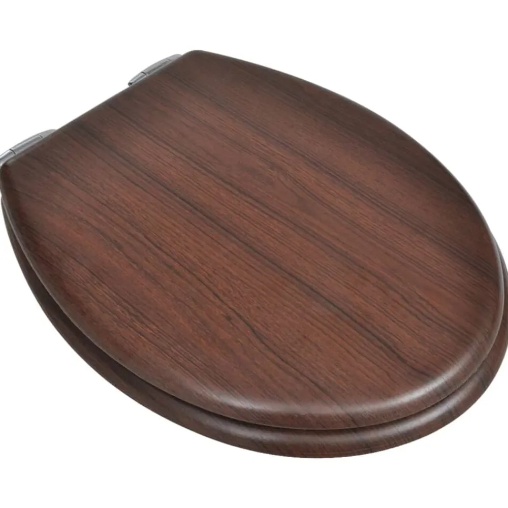 vidaXL Asiento inodoro WC tapa de cierre suave MDF marrón Clearance
