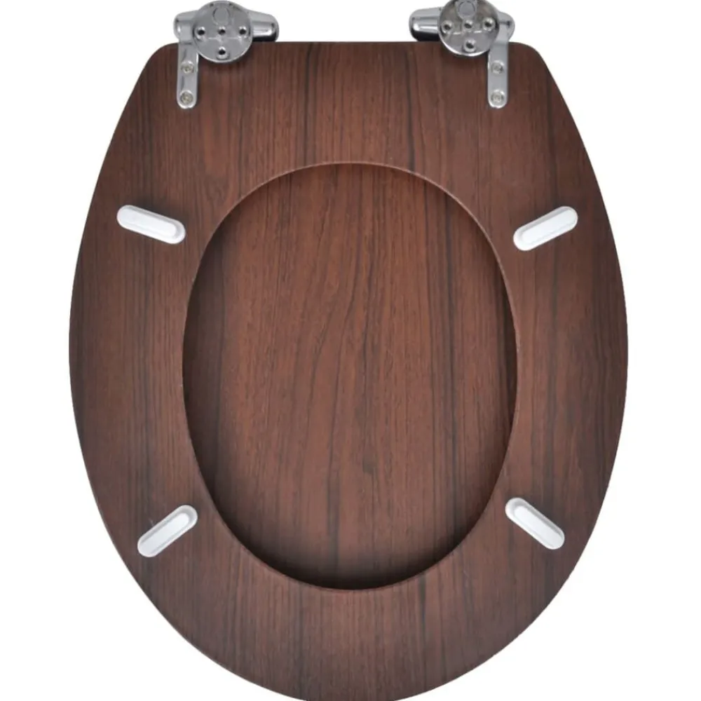 vidaXL Asiento inodoro WC tapa de cierre suave MDF marrón Clearance