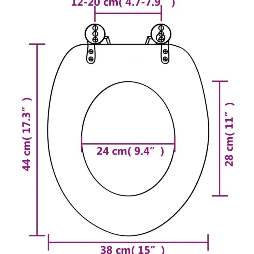 vidaXL Asiento inodoro WC con tapa de cierre suave MDF diseño delfines