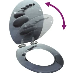 vidaXL Asiento inodoro WC con tapa de cierre suave MDF diseño piedras Clearance