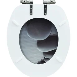 vidaXL Asiento inodoro WC con tapa de cierre suave MDF diseño piedras Clearance