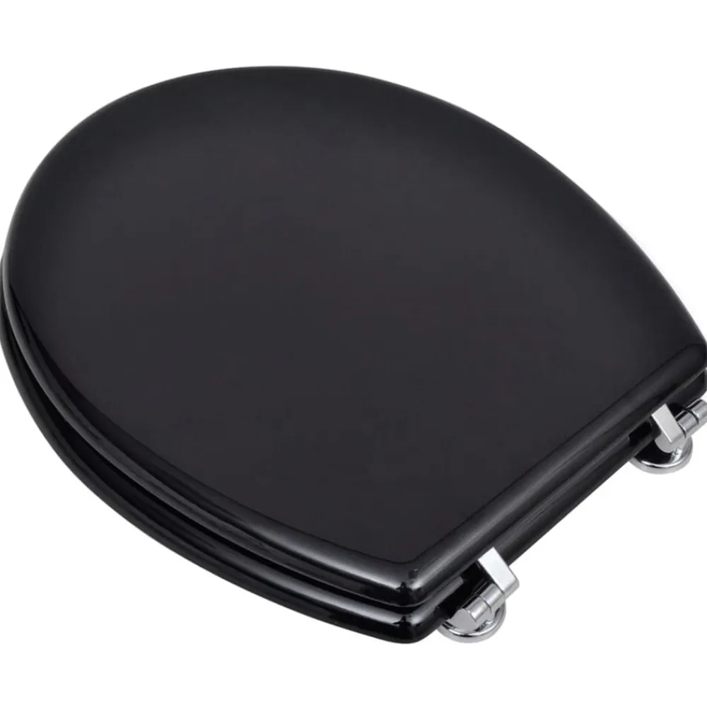 vidaXL Asiento inodoro WC MDF tapa diseño negro Online