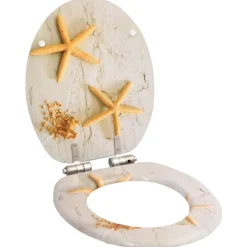 vidaXL Asiento inodoro WC con tapa de cierre suave MDF estrella de mar Outlet