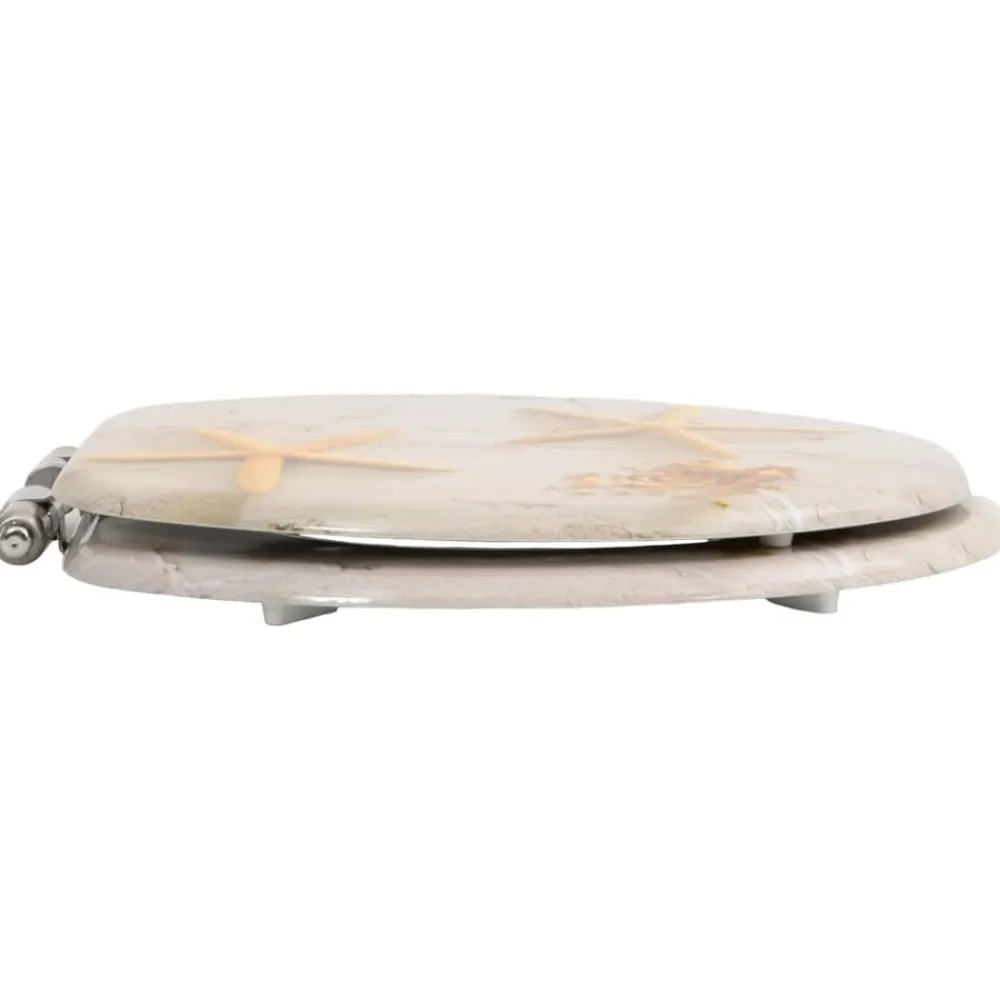 vidaXL Asiento inodoro WC con tapa de cierre suave MDF estrella de mar Outlet