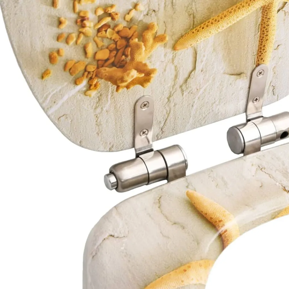 vidaXL Asiento inodoro WC con tapa de cierre suave MDF estrella de mar Outlet