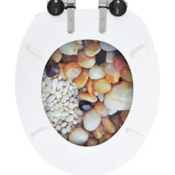 vidaXL Fontanería-Asiento inodoro WC MDF tapa de cierre suave diseño piedras